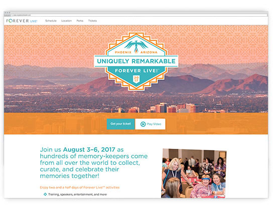 Screenshot of 2017 Forever Live! website